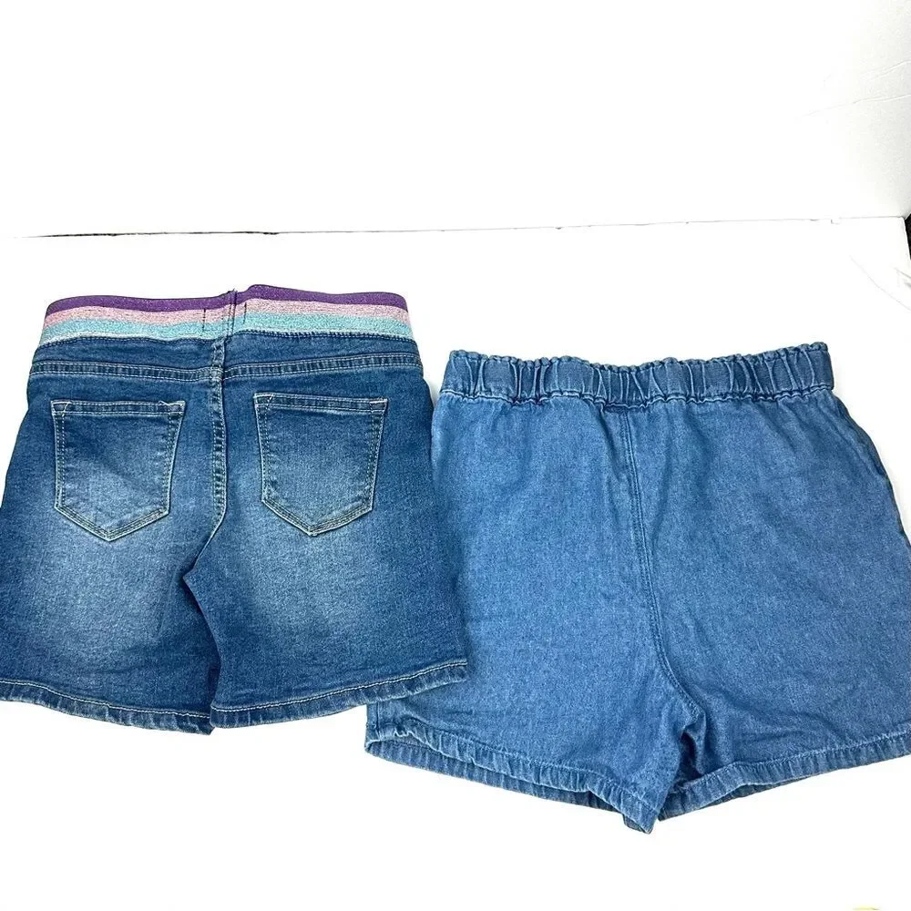Girls blue jean shorts set of 2 Wonder Nation & Studio V Sz M 7/8